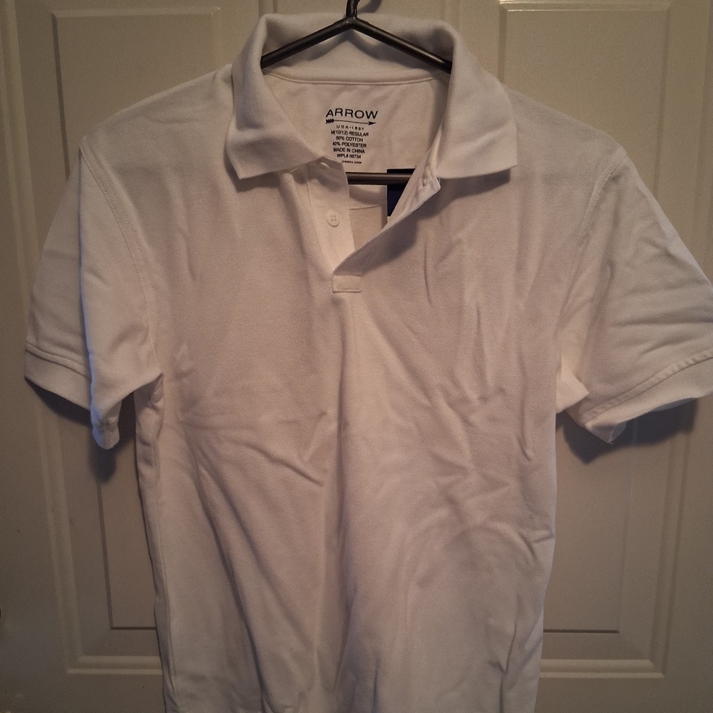 Boy's Arrow Short Sleeved White Collared Shirt, M